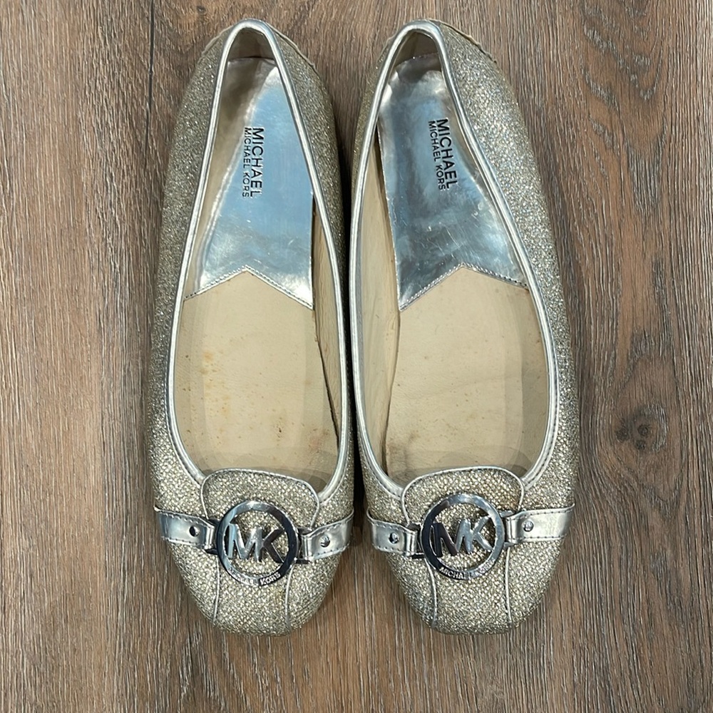 Michael Kors Silver Glitter Flats Size 10